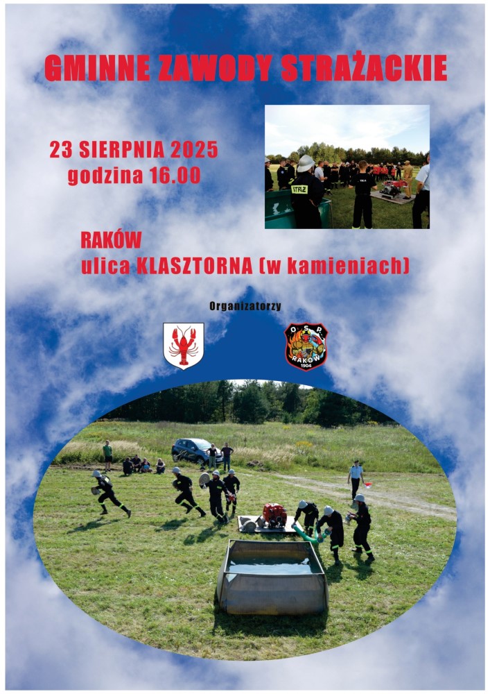 Plakat zaproszenie na gminne zawody strażackie