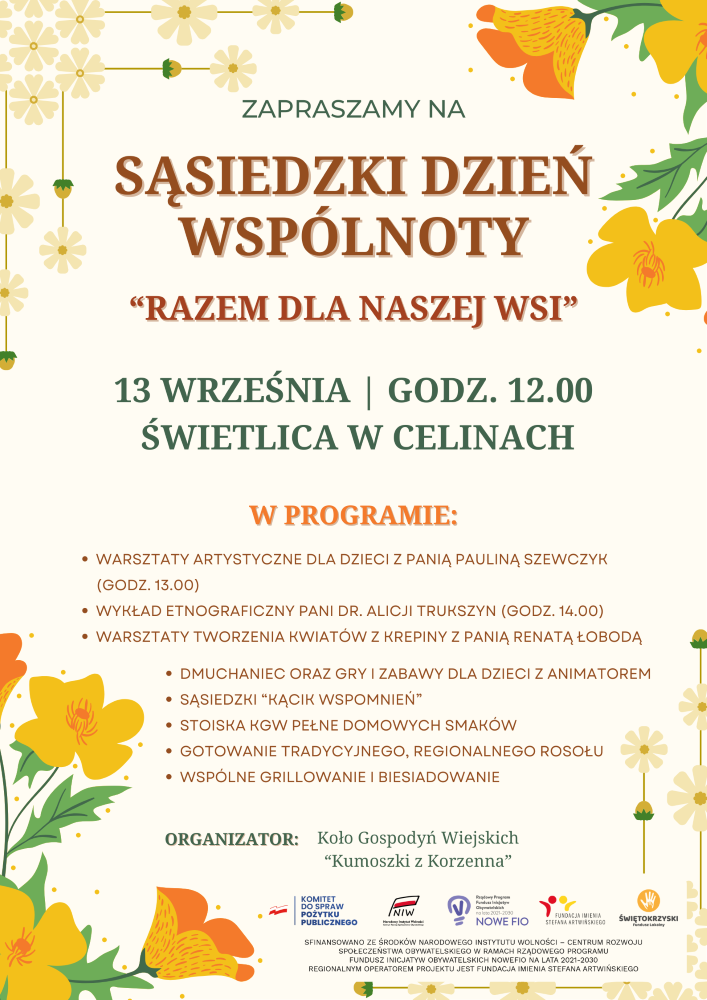 Plakat Sąsiedni Dzień Wspólnoty - "Razem dla naszej wsi"