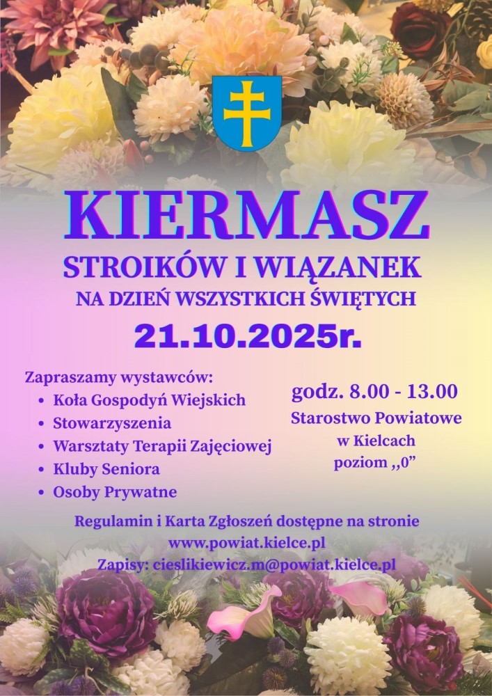Plakat 'Kiermasz Stroików i Wiązanek na Dzień Wszystkich Świętych'