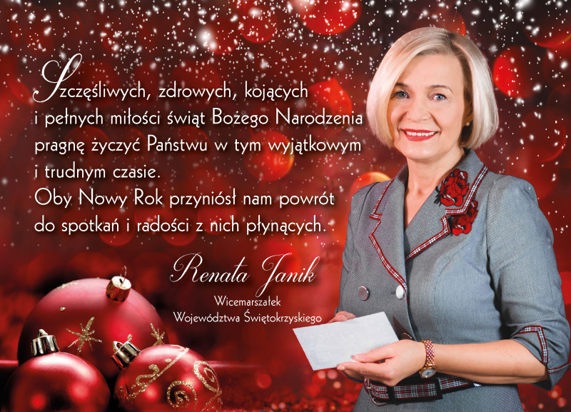 Wicemarszałek Województwa Świętokrzyskiego- Renata Janik - życzenia świąteczne
