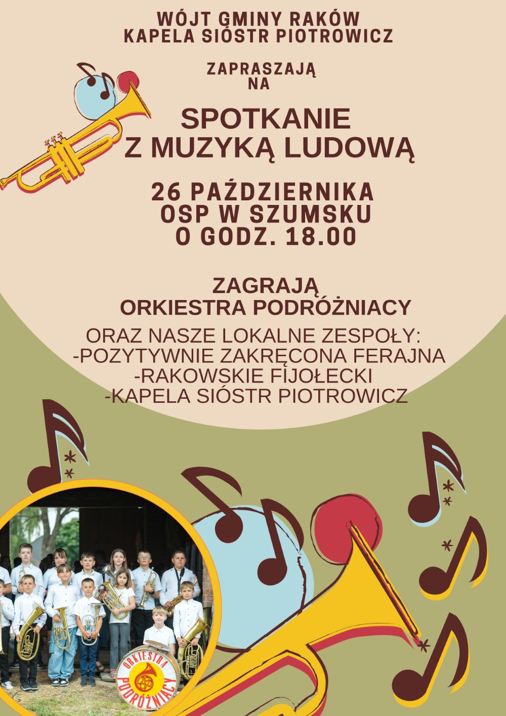 Plakat zaproszenie na spotkanie z muzyką ludową