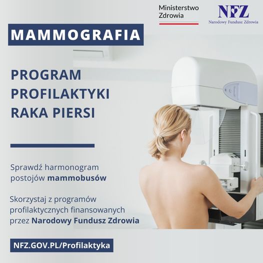 Plakat promujący badania mammograficzne