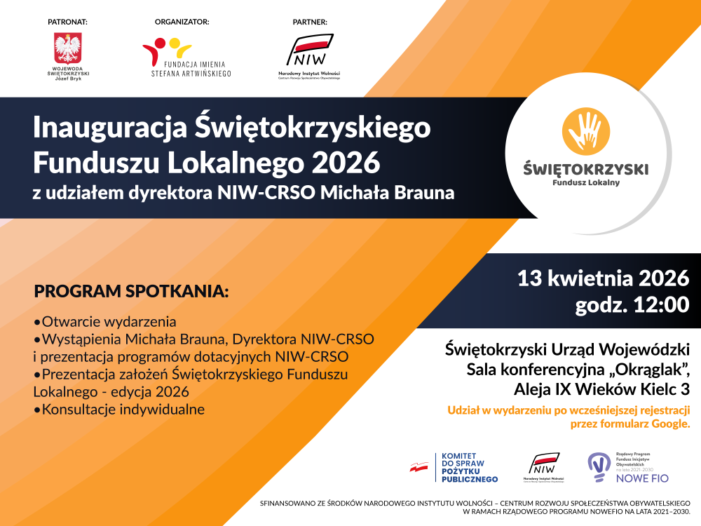 Plakat Spotkania Inauguracyjnego Świętokrzyskiego Funduszu Lokalnego
