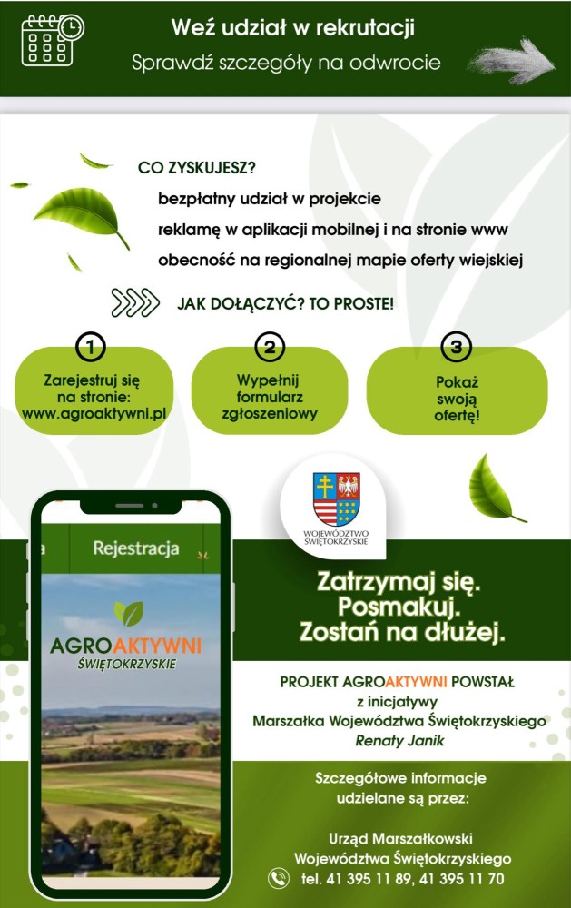 Plakat AgroAktywni Świętokrzyskie - "Zatrzymaj się. Posmakuj. Zostań na dłużej."